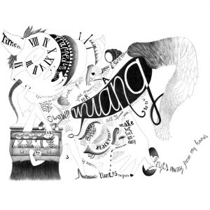 Winged Cabinet, pencil drawing