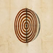 I Believed I Was Two Halves, assemblage and ink on paper - circles close up