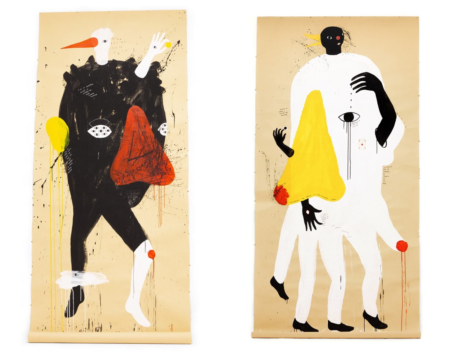 Nariz Roja, 260 x 115 cm Nariz Amarilla, 260 x 130 cm, acrylic on Colorama paper