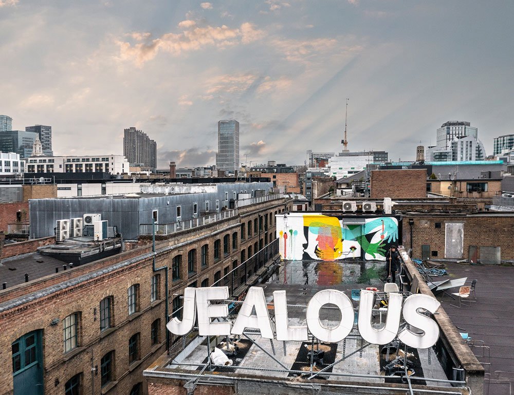 Let them in, Jealous Gallery, roof view, Jan 2024, London