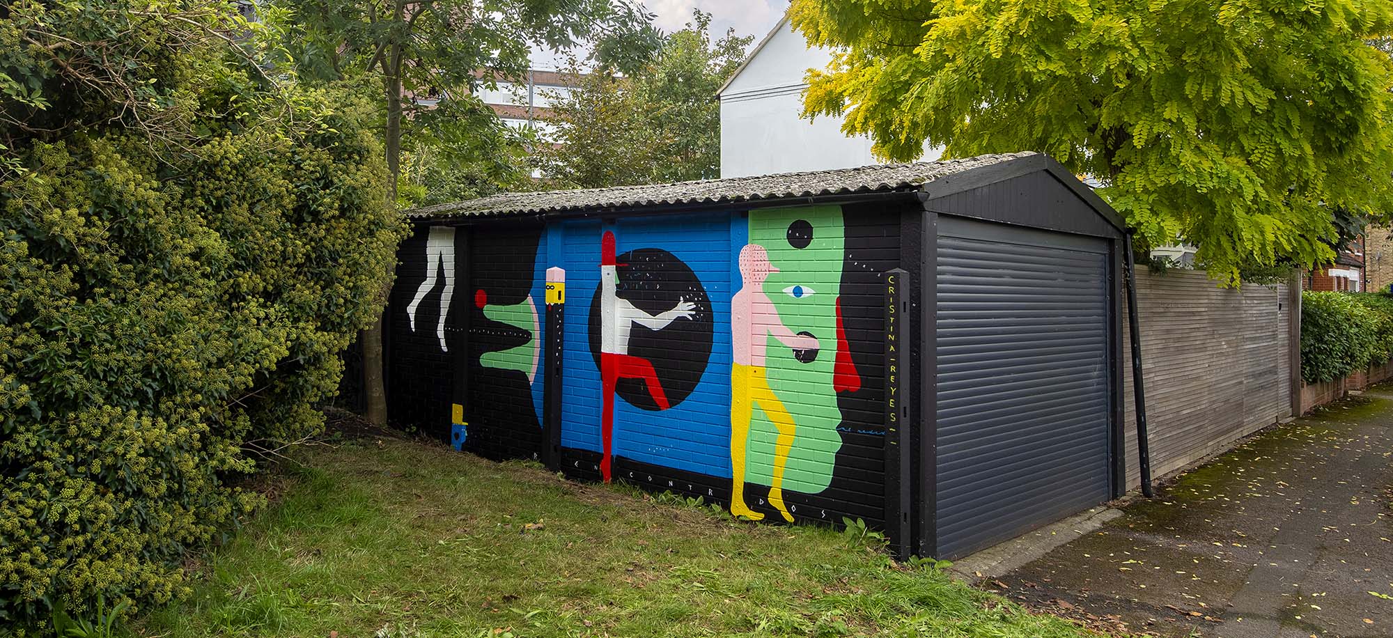 Reencuentros con Antifaz, ccrylic on exterior wall 2.15 x 5.25 m