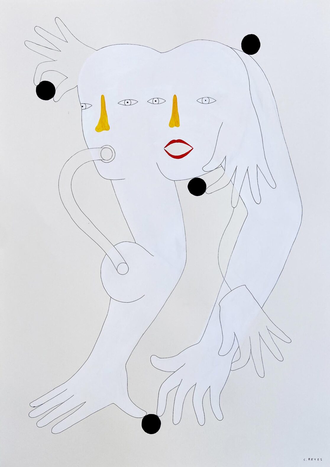 Malabaristas, drawing, Cristina Reyes